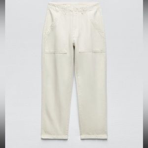 Zara cotton pants, color ecru, size L, new with tags 2023 summer— sold out!